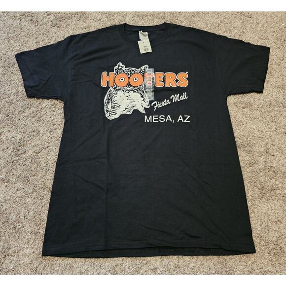 Hooters Mesa Arizona AZ Classic Logo Mens Large Y2K Vintage Black Fiesta Mall - Picture 1 of 6